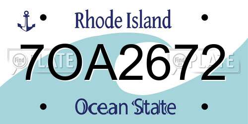 7OA2672 Rhode Island License Plate