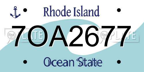 7OA2677 Rhode Island License Plate