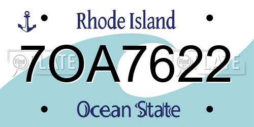 7OA7622 Rhode Island License Plate