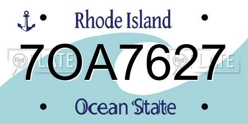 7OA7627 Rhode Island License Plate
