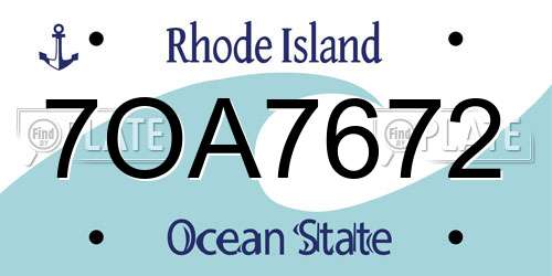 7OA7672 Rhode Island License Plate