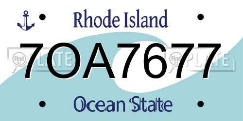 7OA7677 Rhode Island License Plate