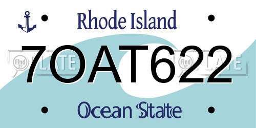 7OAT622 Rhode Island License Plate