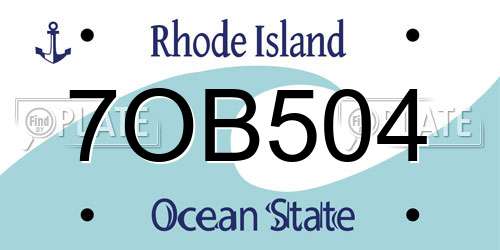 7OB504 Rhode Island License Plate