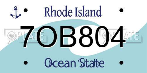 7OB804 Rhode Island License Plate