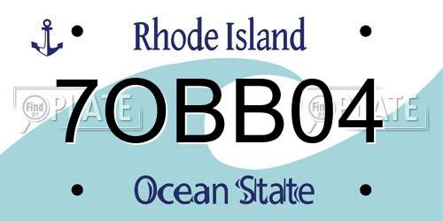 7OBB04 Rhode Island License Plate