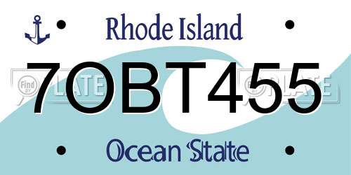 7OBT455 Rhode Island License Plate