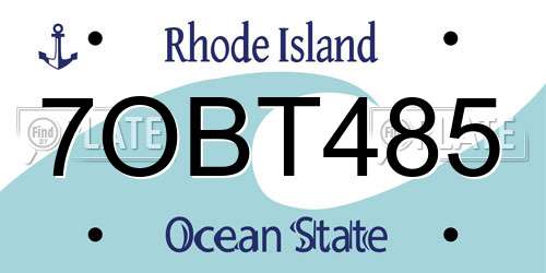 7OBT485 Rhode Island License Plate