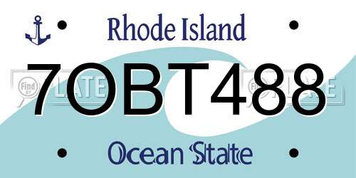 7OBT488 Rhode Island License Plate