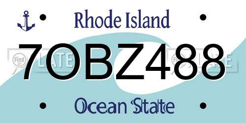 7OBZ488 Rhode Island License Plate