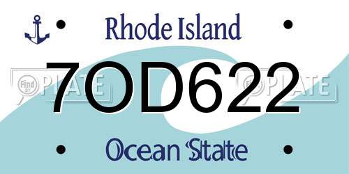 7OD622 Rhode Island License Plate