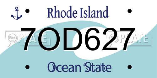 7OD627 Rhode Island License Plate