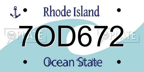7OD672 Rhode Island License Plate