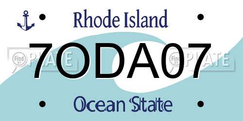 7ODA07 Rhode Island License Plate