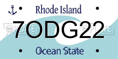 7ODG22 Rhode Island License Plate