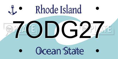 7ODG27 Rhode Island License Plate