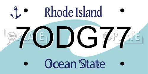 7ODG77 Rhode Island License Plate