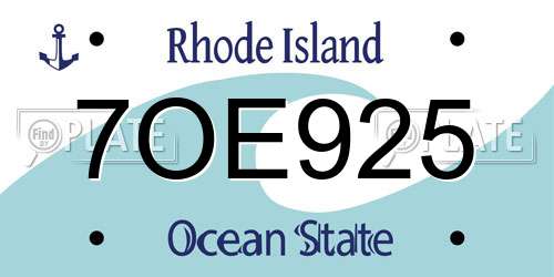 7OE925 Rhode Island License Plate