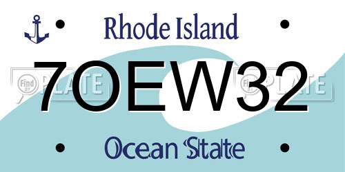 7OEW32 Rhode Island License Plate