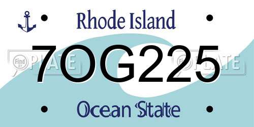 7OG225 Rhode Island License Plate
