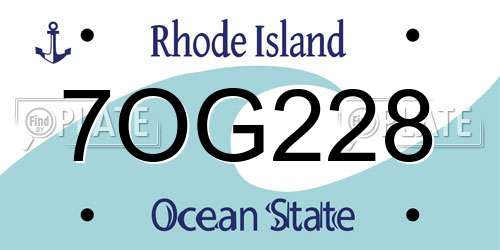7OG228 Rhode Island License Plate