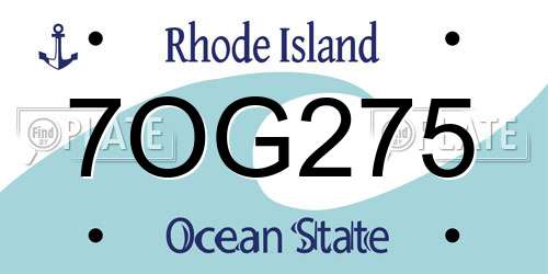 7OG275 Rhode Island License Plate