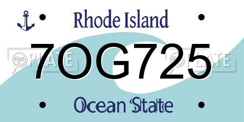 7OG725 Rhode Island License Plate