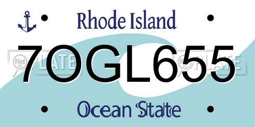 7OGL655 Rhode Island License Plate
