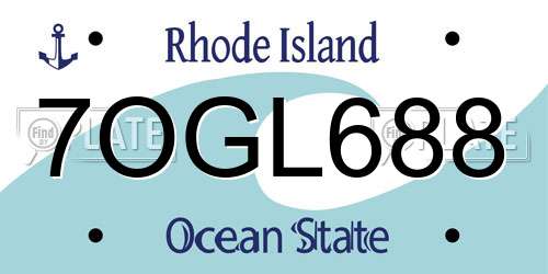 7OGL688 Rhode Island License Plate