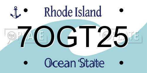 7OGT25 Rhode Island License Plate