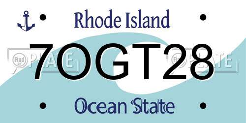 7OGT28 Rhode Island License Plate