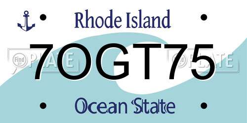 7OGT75 Rhode Island License Plate