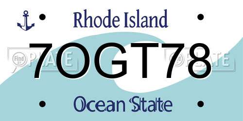 7OGT78 Rhode Island License Plate