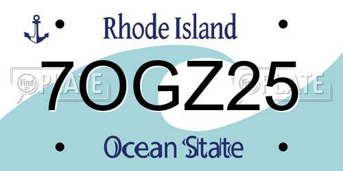 7OGZ25 Rhode Island License Plate