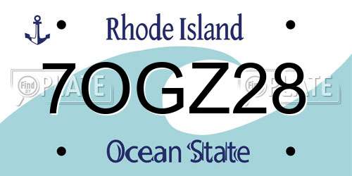 7OGZ28 Rhode Island License Plate