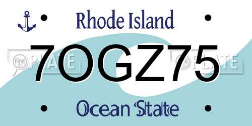 7OGZ75 Rhode Island License Plate