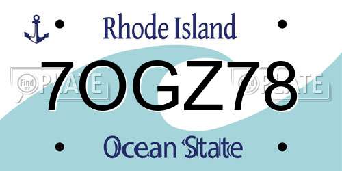 7OGZ78 Rhode Island License Plate