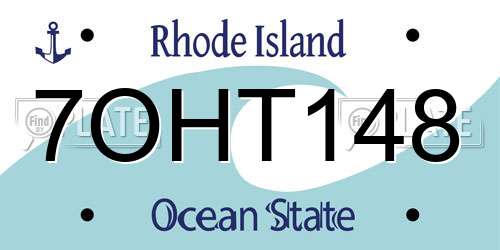 7OHT148 Rhode Island License Plate