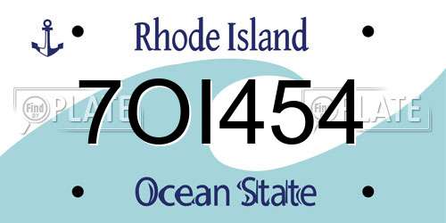 7OI454 Rhode Island License Plate