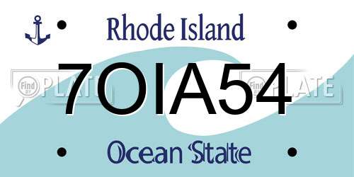 7OIA54 Rhode Island License Plate