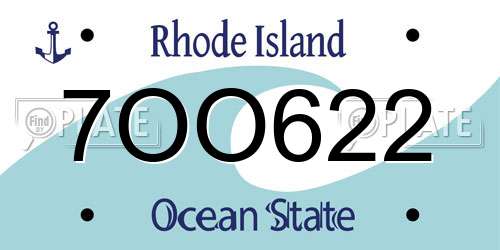 7OO622 Rhode Island License Plate
