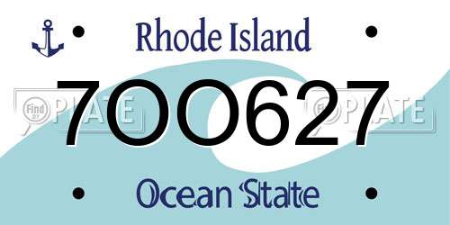 7OO627 Rhode Island License Plate