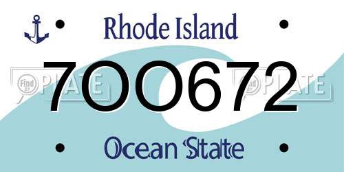 7OO672 Rhode Island License Plate