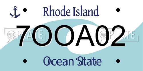 7OOA02 Rhode Island License Plate