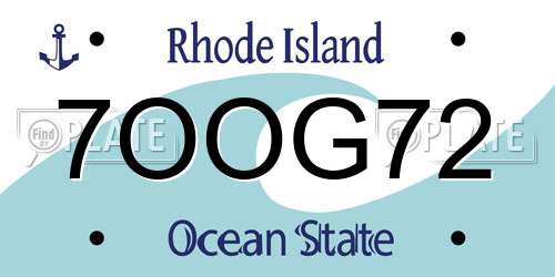 7OOG72 Rhode Island License Plate