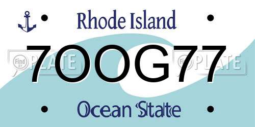 7OOG77 Rhode Island License Plate