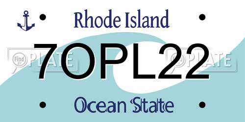 7OPL22 Rhode Island License Plate