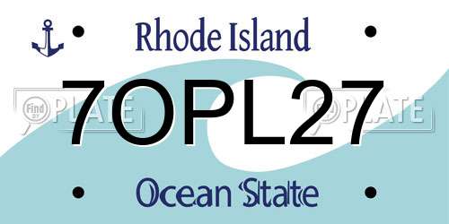 7OPL27 Rhode Island License Plate
