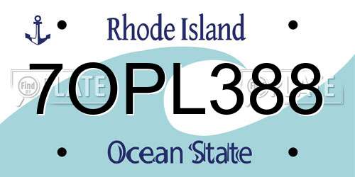 7OPL388 Rhode Island License Plate