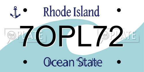 7OPL72 Rhode Island License Plate